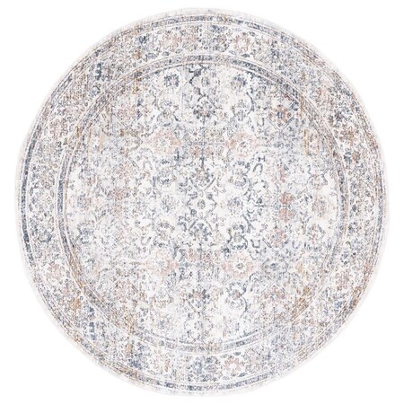 Safavieh 6 x 6 ft. Moondust Traditional Round Power Loomed Rug; Ivory & Blue MND664A-6R